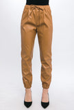 Camel Leatherlike Joggers