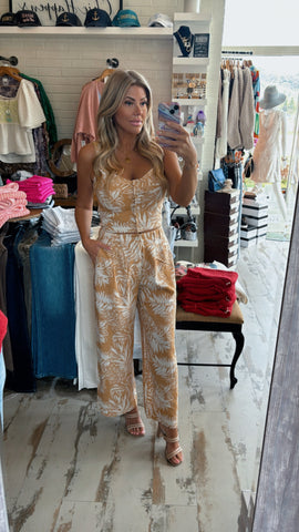 Linen Palm Wide Leg Pants