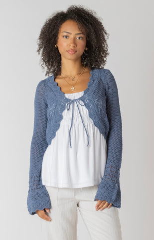 Indigo Crochet Tie Cardigan