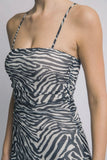 Black Zebra Rushed Midi Dress