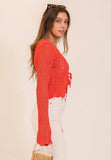 Red Crochet Tie Cardigan