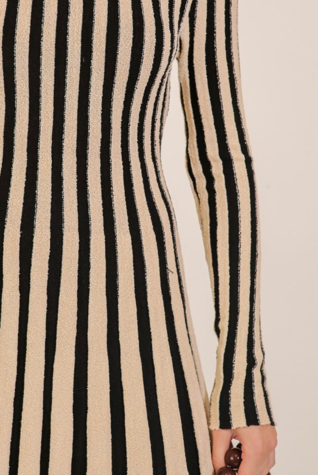 Cream Stripe Knit Dress
