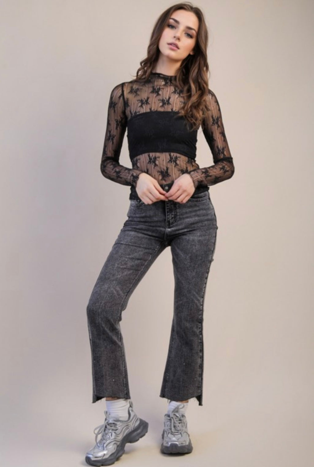 Black Floral Lace Top