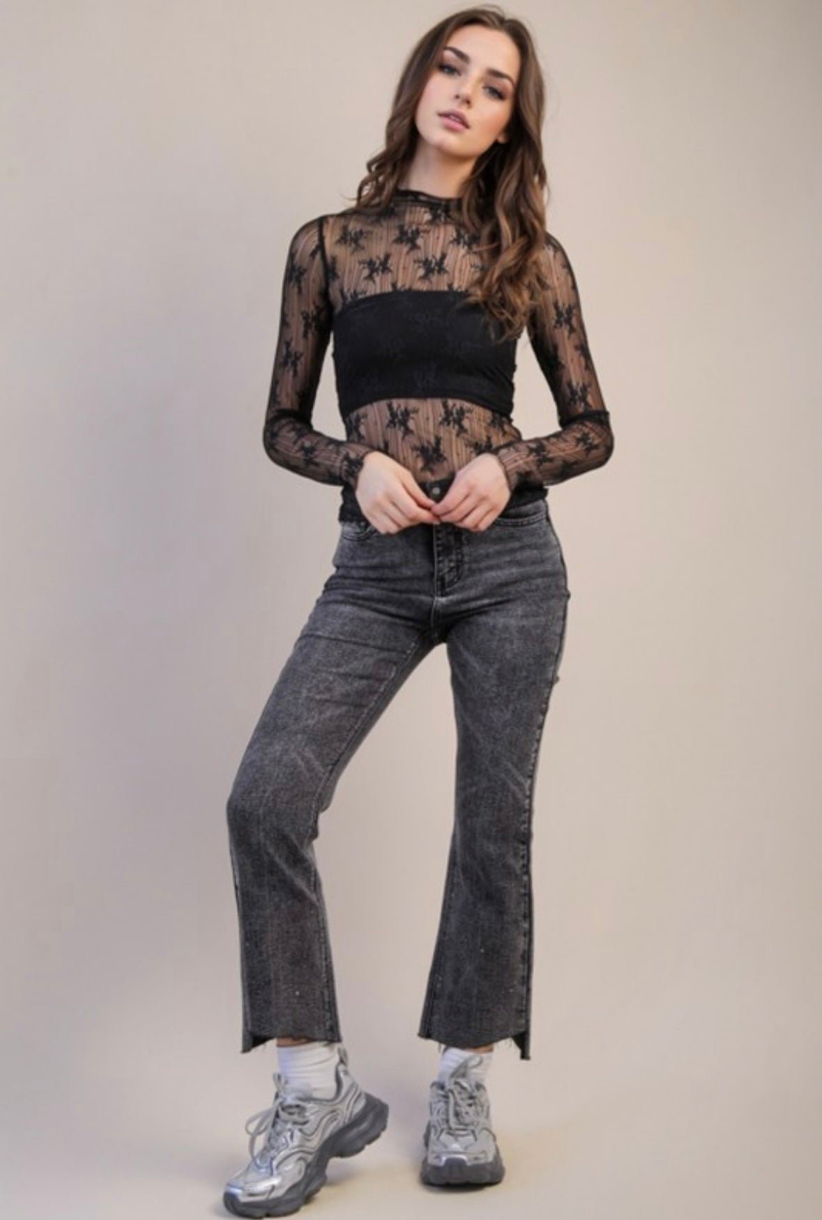 Black Floral Lace Top