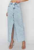High Rise Denim Slit Maxi Skirt