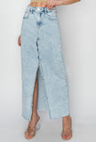 High Rise Denim Slit Maxi Skirt