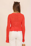 Red Crochet Tie Cardigan