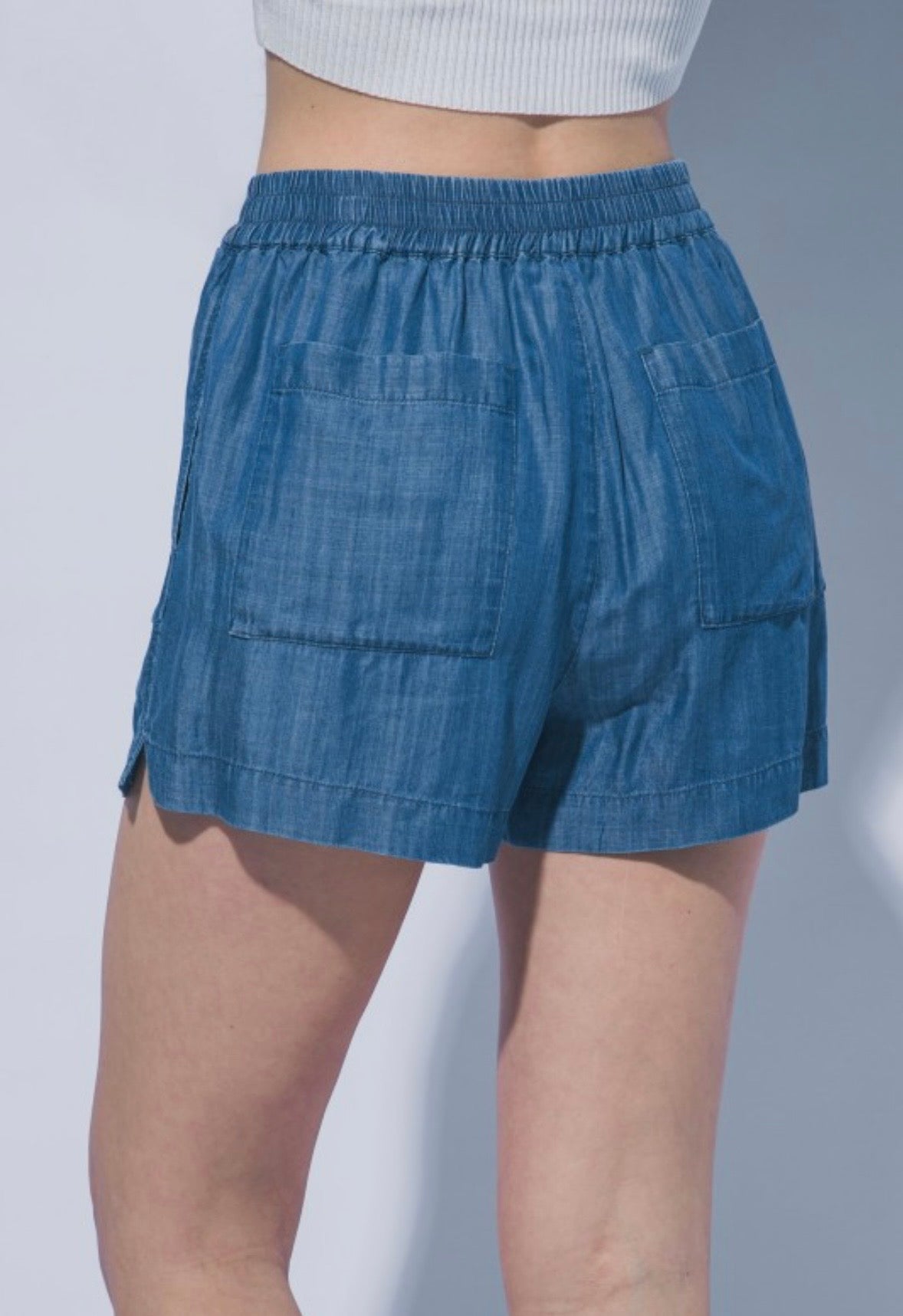 Dark Blue Tencel Shorts