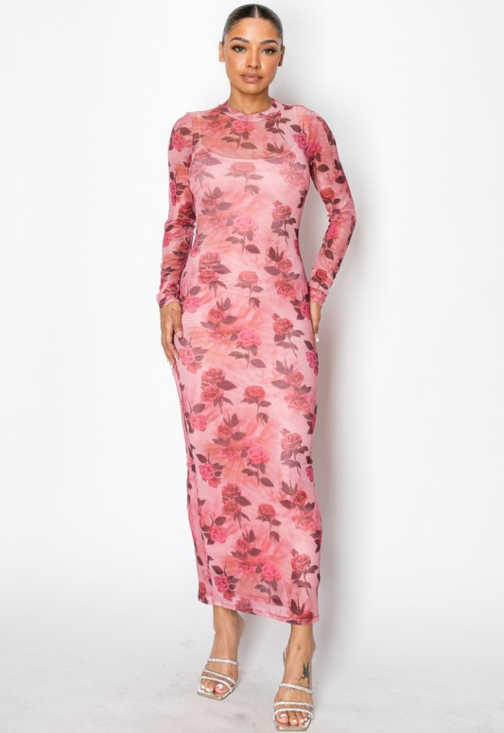 Rose Sheer Maxi Dress
