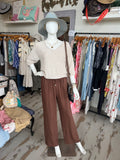Brown Linen Wide Leg Pants