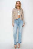 Taupe Distressed Denim Jacket