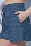 Indigo Linen Drawstring Shorts