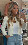 Linen Cropped Button Jacket
