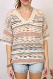 Multicolor Stripe Crochet Sweater