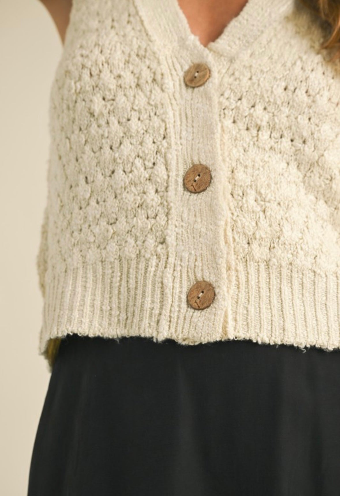Cream Button Sweater Vest