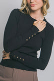Black Button Sleeve Sweater