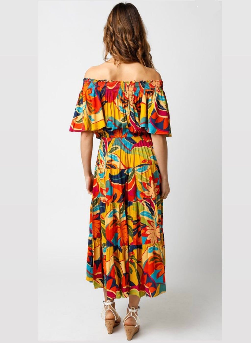 Tropical Off The Shoulder Dress