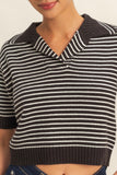 Black Striped Collard Sweater