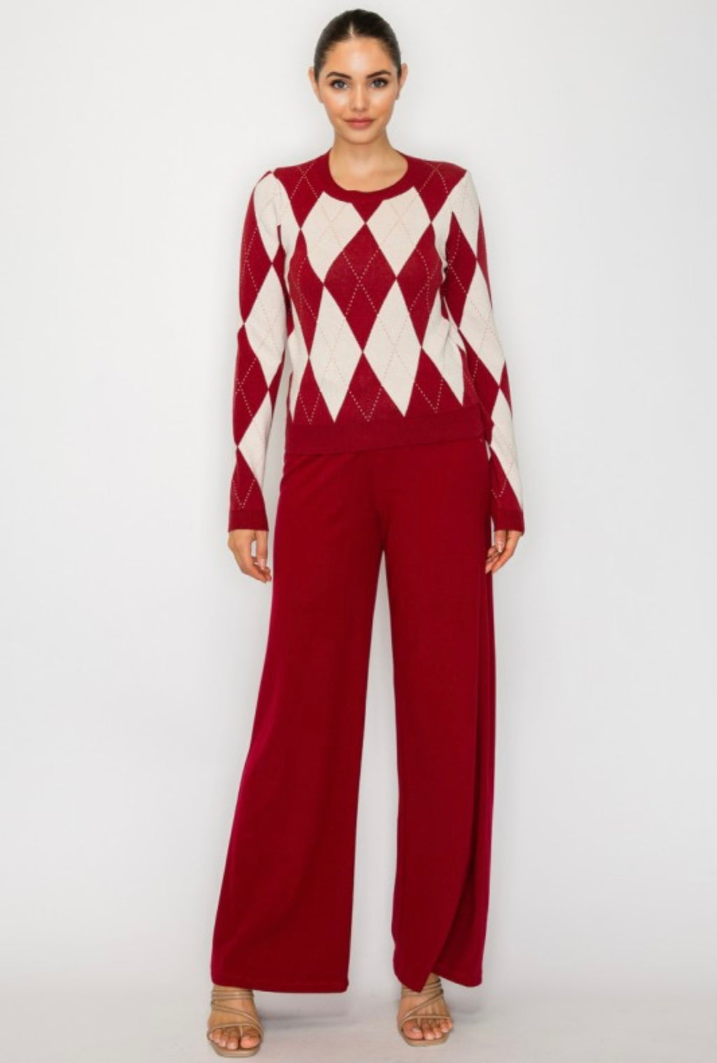 Burgundy Argyle Sweater