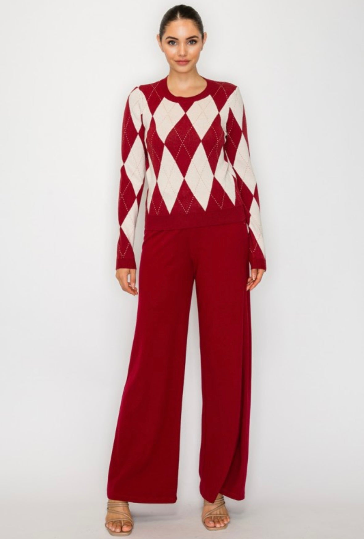 Burgundy Argyle Sweater