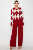 Burgundy Argyle Sweater