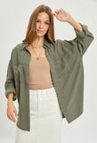 Olive Oversized Button Down