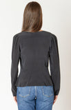 Black Button Peplum Top