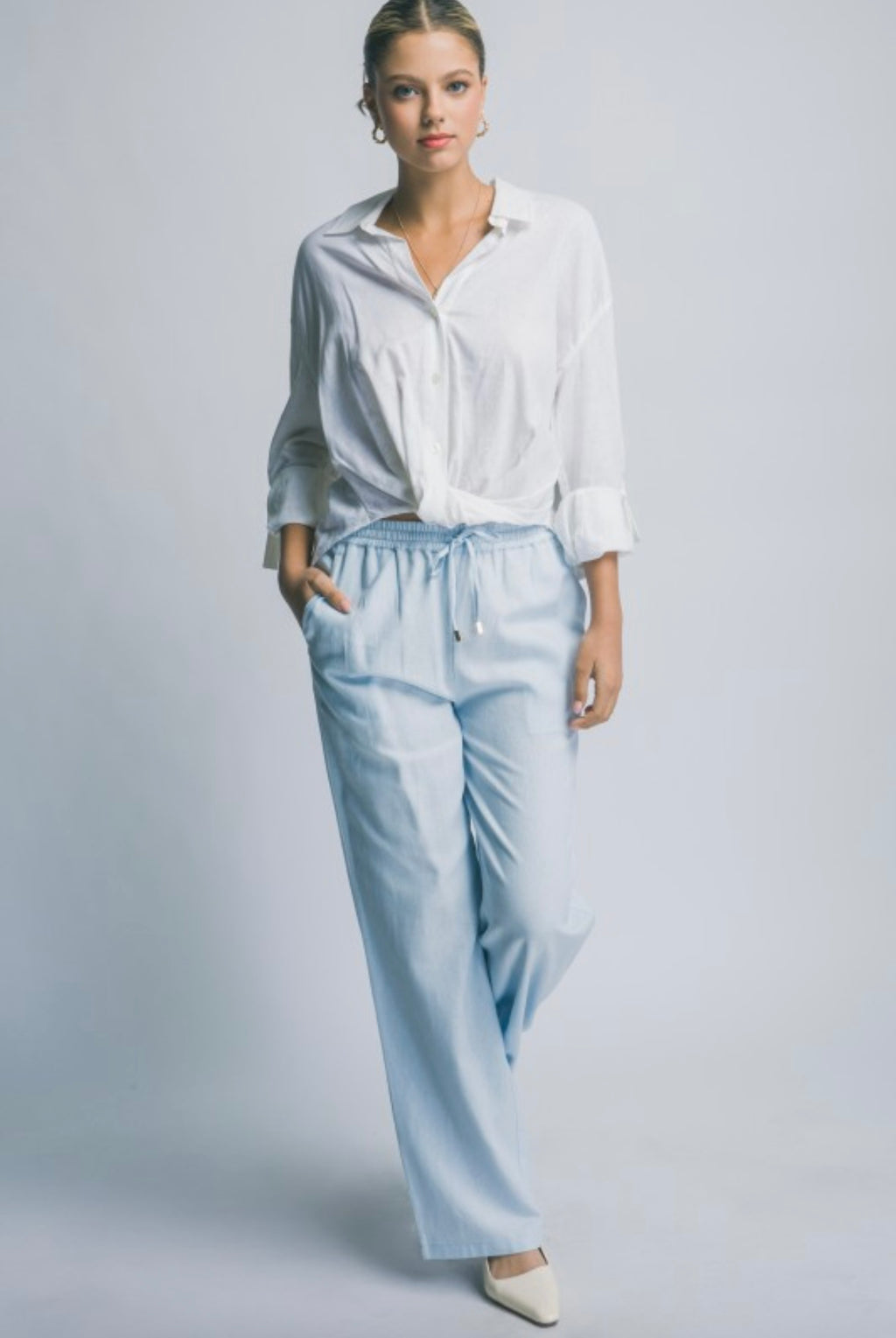 White Linen Twist Shirt