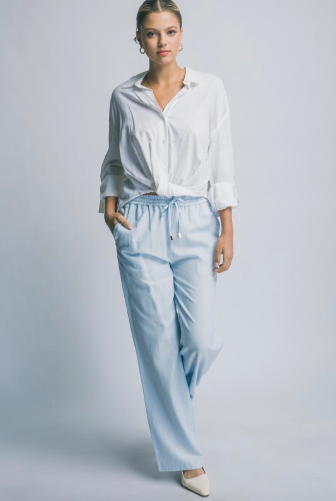 White Linen Twist Shirt