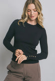 Black Button Sleeve Sweater