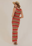 Red Stripe Knit Maxi Dress