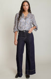 Blue Paisley Peasant Top