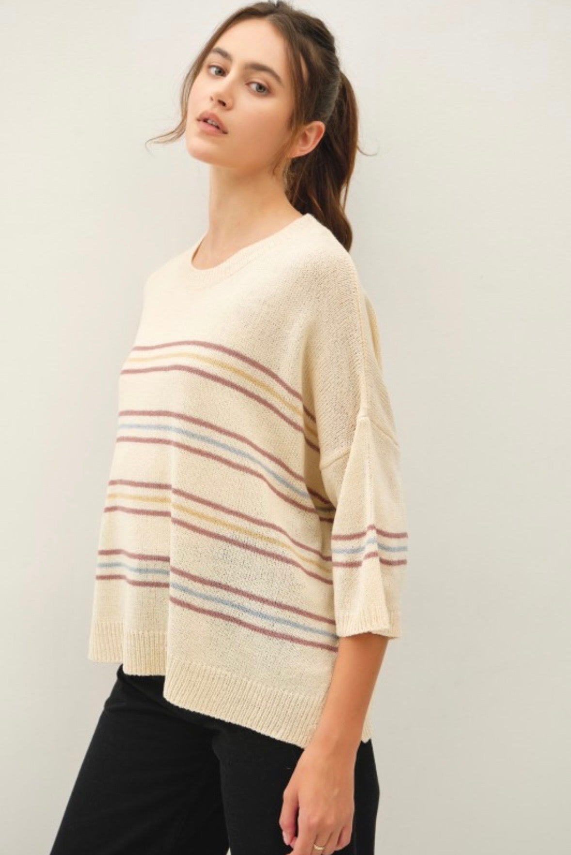Vanilla Stripe Oversized Sweater