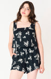 Black Floral Embroidered Tank
