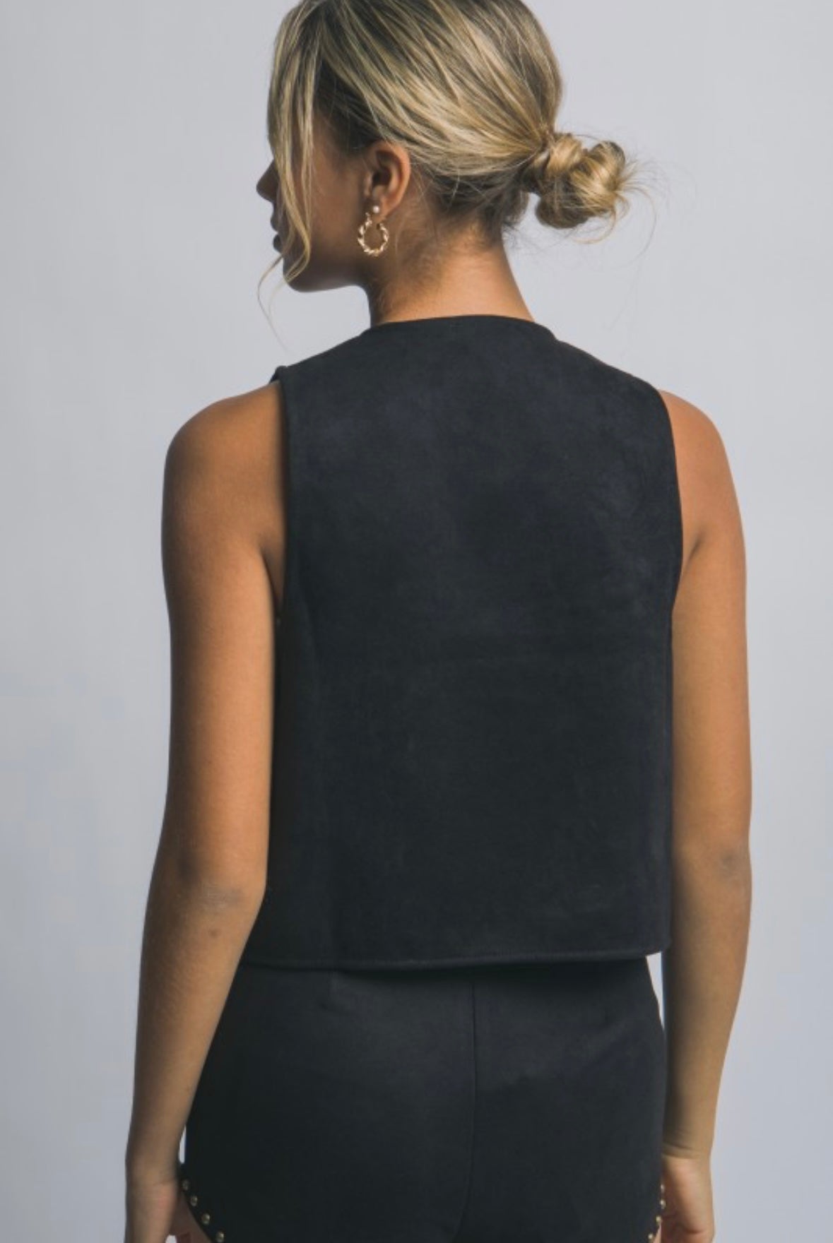 Black Suede Studded Vest