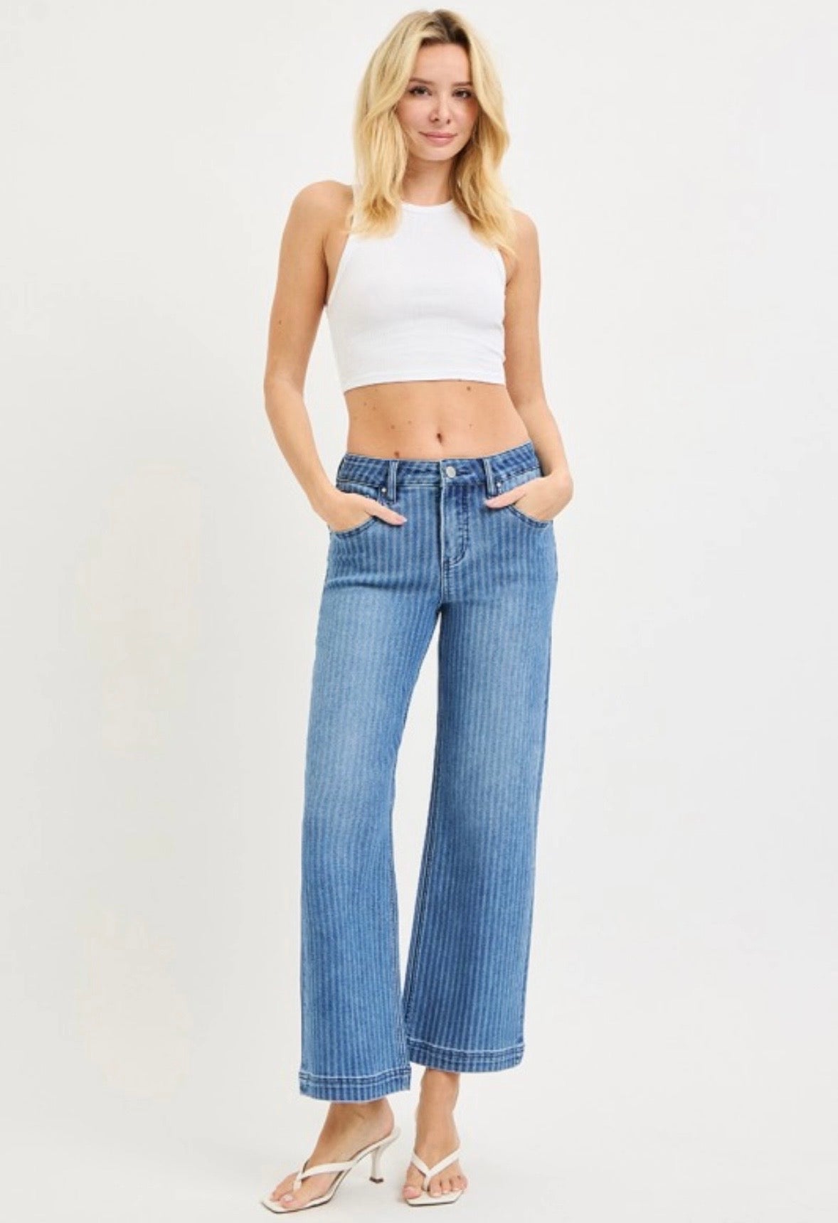 Chloe Stripe Cropped Jeans