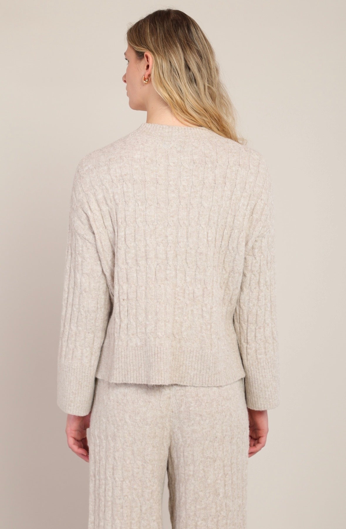 Beige Cable Knit Sweater