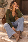 Olive Deep V Sweater