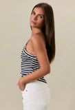 Navy Stripe One Shoulder Top