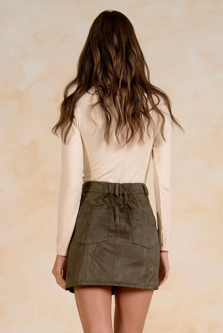 Olive Suede Mini Skirt