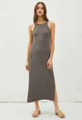 Grey Ribbed Tank Maxi Dress