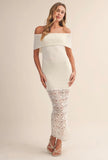 Cream Off The Shoulder Crochet Dress