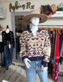 Heart Nordic Zip Sweater