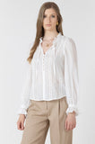 White Eyelet Peasant Top