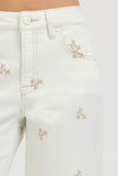 Cream Floral Barrel Jeans