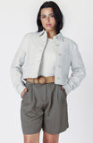 Linen Cropped Button Jacket