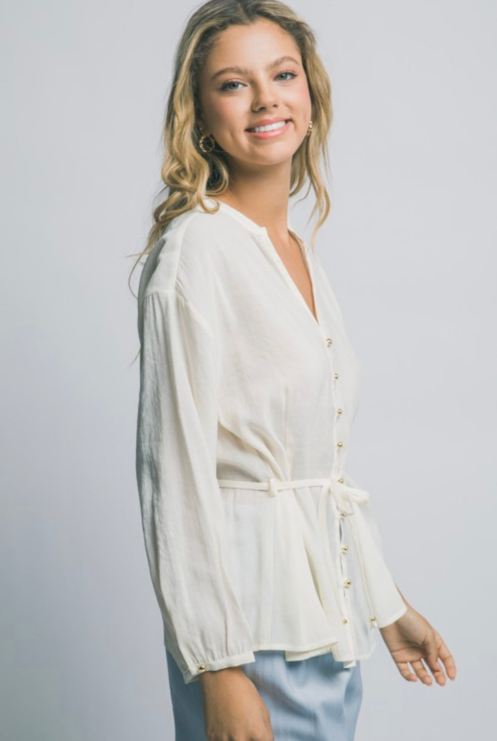 Cream Button Blouse