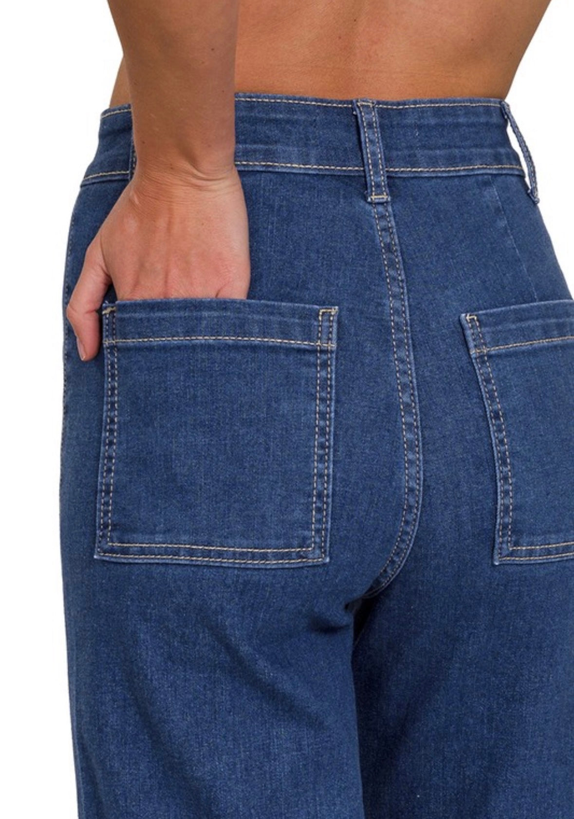 Darkwash Cropped Wide Leg Jeans
