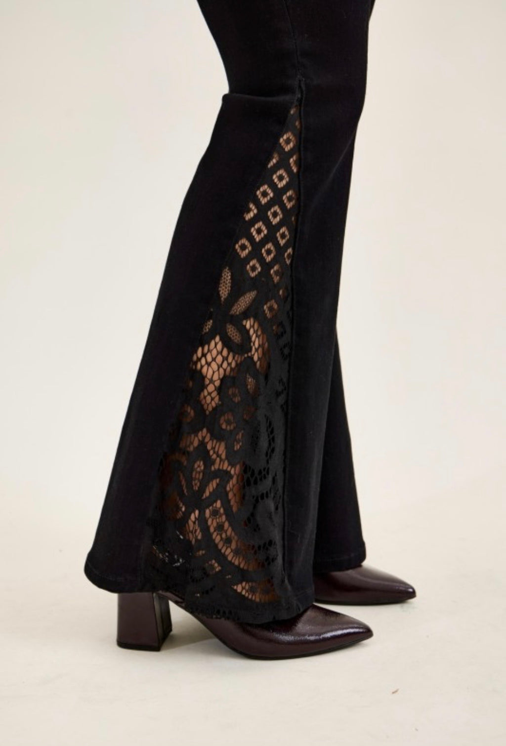 Black Lace Flare Jeans