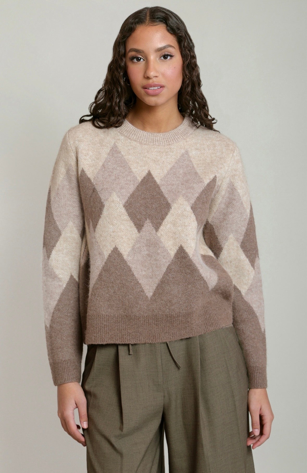 Oatmeal Argyle Sweater